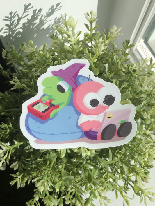 smiling friends pim and glep sticker