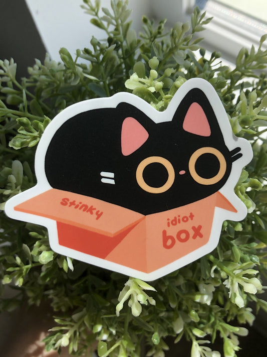 idiot box cat sticker